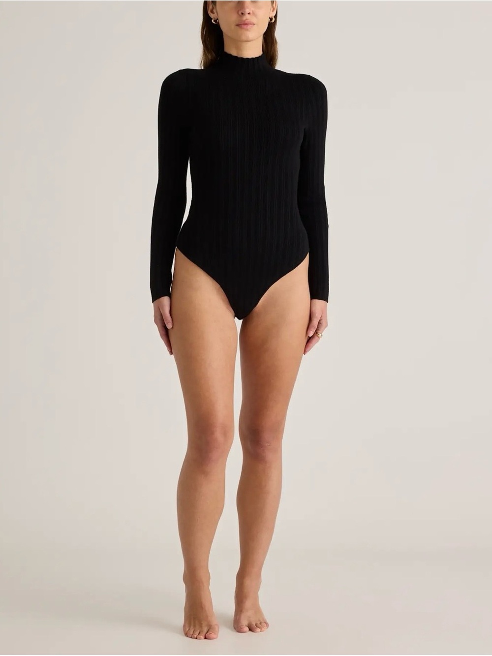 Quince Cotton Cashmere Ribbed Turtleneck Bodysuit